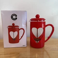 NIB Couplet Coffee Heart French Press 600ml/20oz Brewing Love With Every Cup 