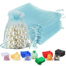 100/200pcs 3x4" Drawstring Organza Gift Bags Wedding Party Jewelry Candy Pouches