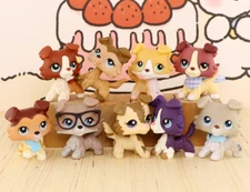 9Pcs/Set LPS Dog Mini Figurine Pet Shop LPS Collie for Xmas Gift Desk Ornament