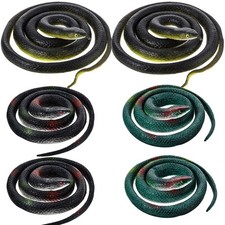 6 Pieces Rubber Snakes Realistic for Decoration Large Fake Garden Snake to Ke...
