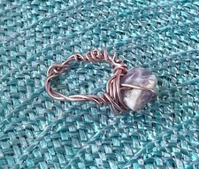   Wiccan hand wire wrap protection ring with intentions  