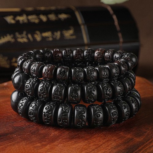 Männer Tibetisch Buddhist Mann Om Mani Padme Brummen Armband Holz Mala Gebet Perlen - Bild 5 von 16