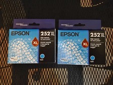 2028 GENUINE LOT 2 EPSON 252XL CYAN INK 252 XL WORKFORCE WF-3620 WF-7610 7720