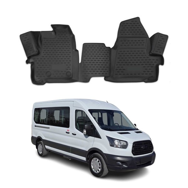 Omac Gummimatten FußMatten FüR Ford Transit 2014-2024 Tpe Automatten Schwarz 2X-image