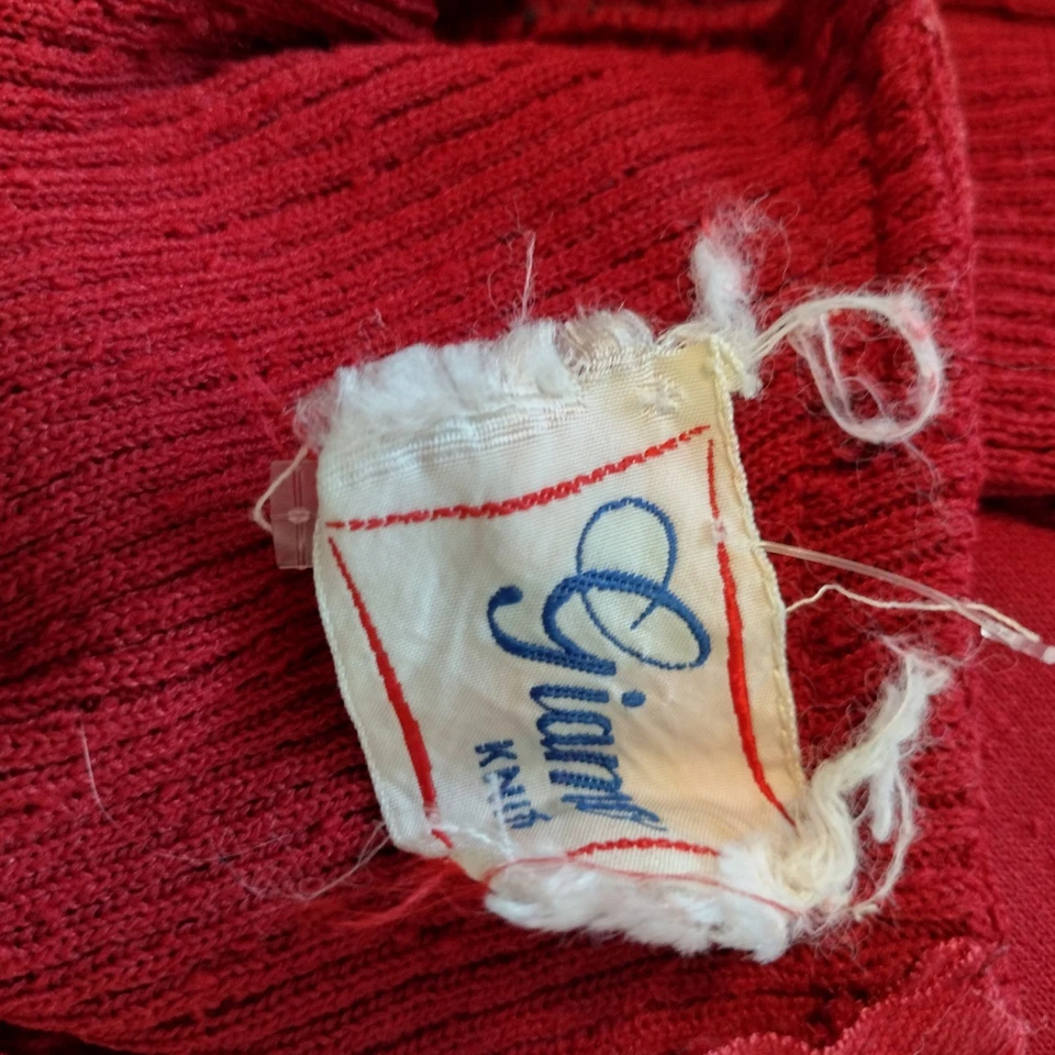 Винтажный 40-х 50-х свитер платье размер средний длинным рукавом красный вязаный крой и расширять - Изображение 4 из 4