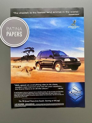 1999 Suzuki V6 Grand Vitara SUV Cheetah Offroad 4x4 Vintage Ad Werbung Reklame