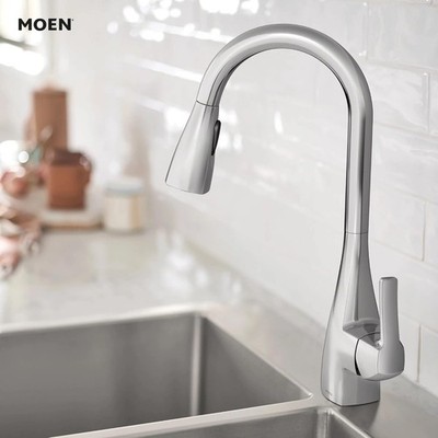 Moen Kiran Chrome One-Handle High Arc Pulldown Kitchen Faucet with Power Clean