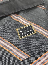 Billabong Board Shorts Striped Grey Blue Orange Brown Vintage Vibe EUC Size 30