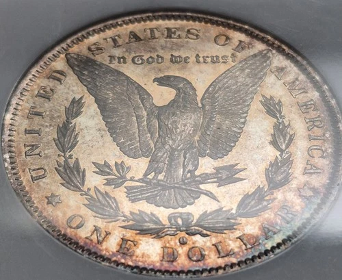 1884 O MS 63 PL morgan silver dollar Gold Monster RainbowToned