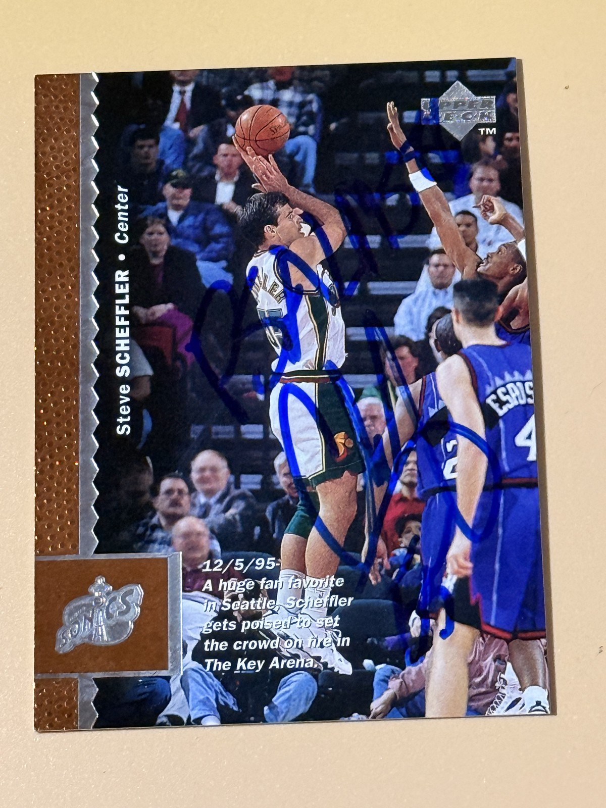 Hand Signed 1996-97 NBA Upper Deck Steve Scheffler Seattle Sonics IP AUTO Purdue