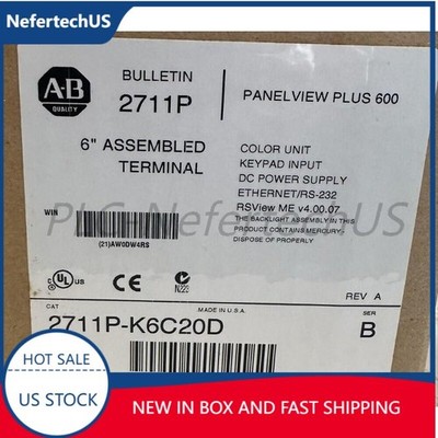 2711P-K6C20D /B NEW AB PanelView Plus 600 EtherNet KEYPAD DISPLAY HT US Free Tax