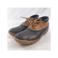 LL Bean Maine Hunting Shoe Mens Brown Leather Rubber Duck Boots Low Top Size 10