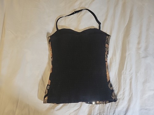 Body Central Pailletten Neckholder Top Gr. Small Y2K Festival Rave Club Gold Silber Schwarz - Bild 4 von 6
