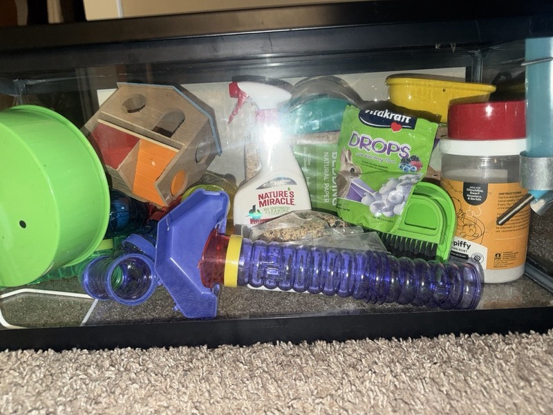 Black Large Hamster Cage Single Tier Plastic & Metal Enclosure