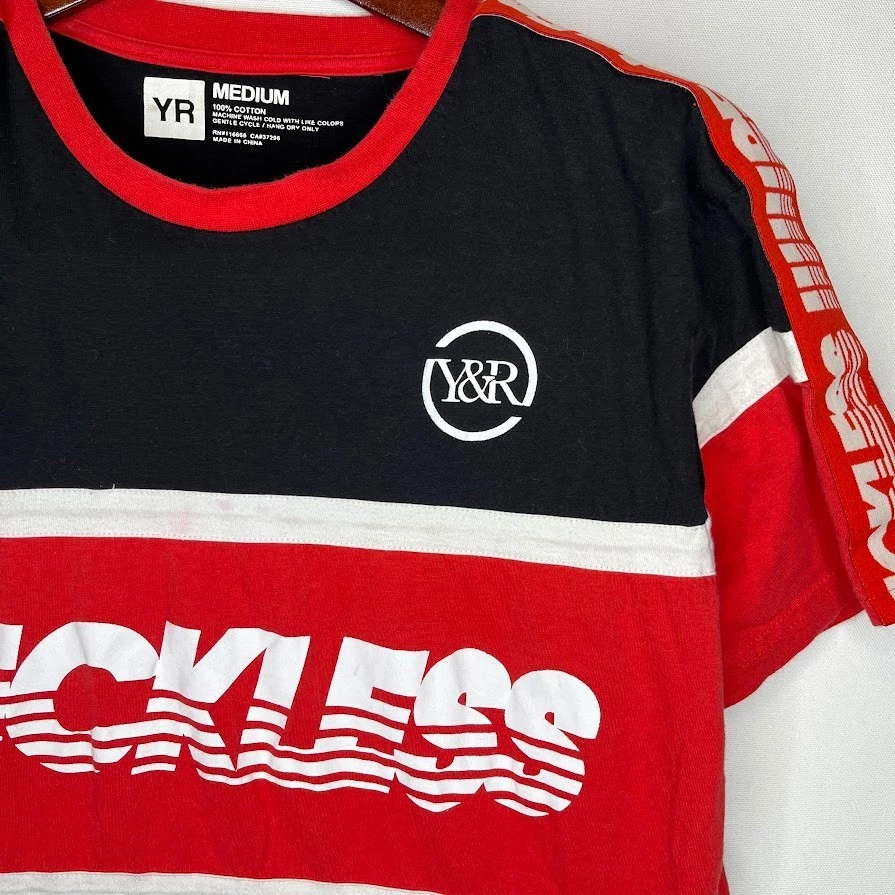 Young & Reckless Colorblock Graphic Tee Red Black White Men’s M - Image 4 of 4