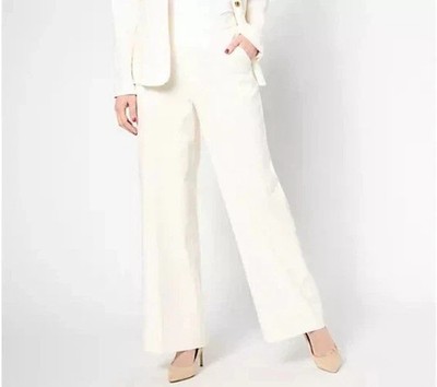 Studio Park x Leah Williams Elevated Linen Wide Leg Trousers 3X Petite Ivory