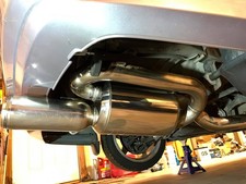 Twin Loop Exhaust Muffler 2.5 Inlet 4.0 Out Pipe Tip Polised Stainless Steel Twin Loop Exhaust Muffler 2.5 Inlet 4.0 Out Pipe Tip Polised Stainless Steel