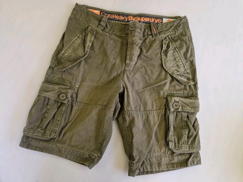 Superdry Cargo Shorts Herren W34 Grün Utility Combat Military Field Heavy Core