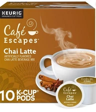 Cafe Escapes Chai Latte Beverage Mix Keurig K Cups 3 Packs Of 10 (30) 4.9oz