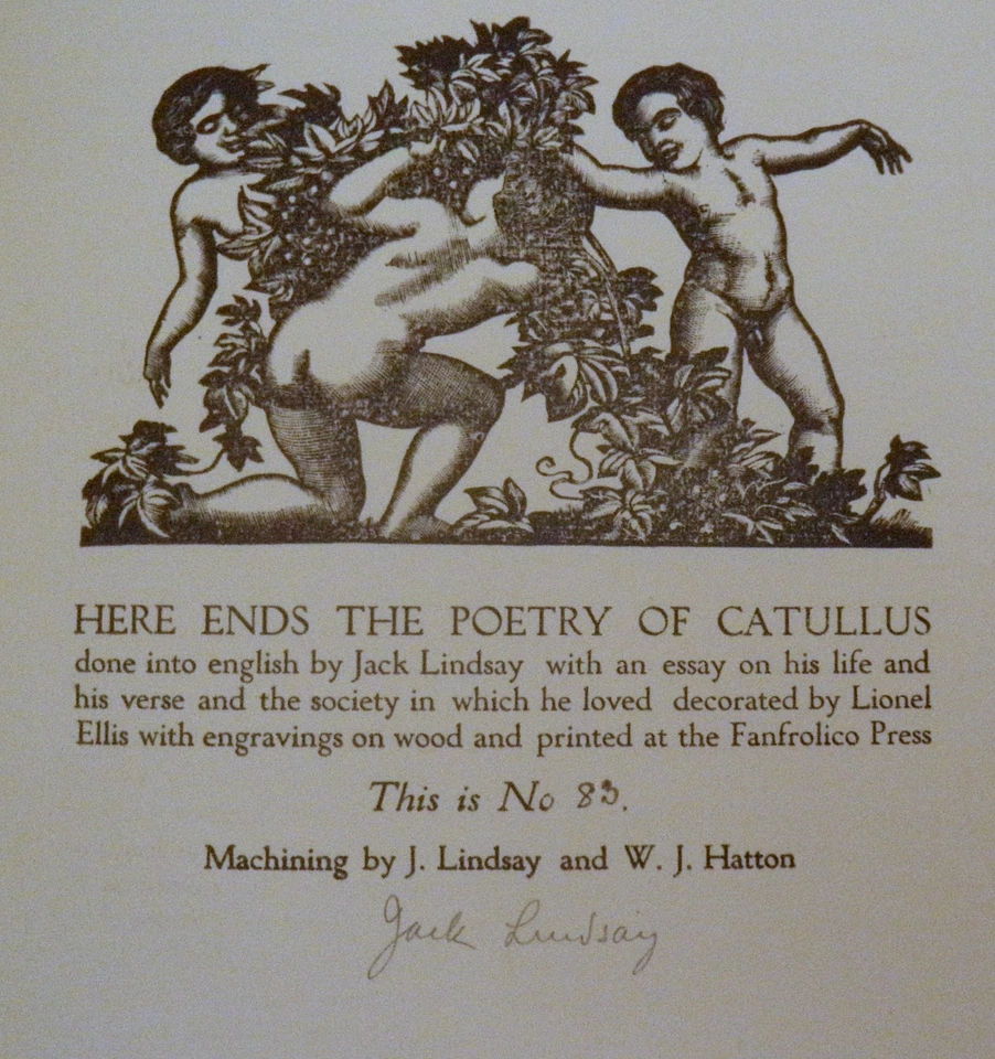 COMPLETE POETRY OF GAIUS VALERIUS CATULLUS Jack Lindsay 1929 FINE Fanfrolico - Image 2 of 4