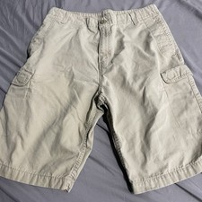 Vintage Levis Red Tab Khaki Beige Cargo Shorts Size 33x12 Pockets Baggy Skater