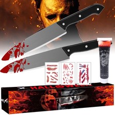 Fake Knife, 2Pcs Plastic Kills Butcher Fake Knife Prop for Halloween Style B 