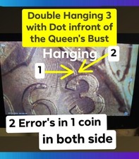 New ERROR Hanging 3 with DOT varieties  1963 1 Cent Canada UNC  HIGH GRADE coin