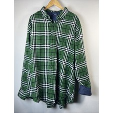 IZOD Shirt Mens XXL tall Plaid Green Blue Button Up Long Sleeve flannel NWOT