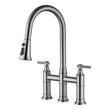 2-Handle Bridge Kitchen Faucet 8 Inch Centerset, Brushed Nickel
