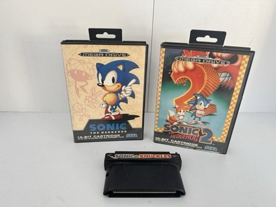 Sega Mega Drive Sonic The Hedgehog 1, 2 & Sonic & Knuckles Cartridge Spiele