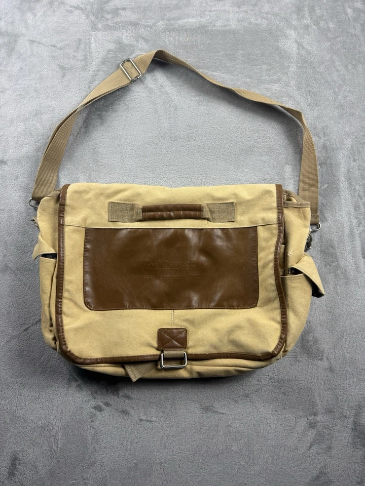 Field & Co Canvas Laptop Messenger Bag Tan Brown Plaid Work Shoulder Satchel - Изображение 2 из 4