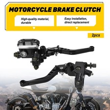 PAIR 7/8'' Motorcycle Universal Brake Clutch Lever Master Cylinder Reservoir UK