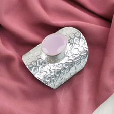 Natural Rose Chalcedony Gemstone Jewelry 925 Sterling Silver Ring All Size DV