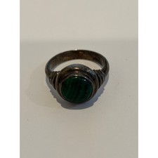 Vintage Sterling Silver Green Malachite Ring Size 8