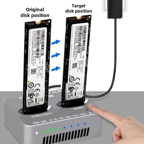 Dual-Bay M.2 NVME SSD Clone Gen2X2 20Gbps External Hard Disk Box for Mac Pro - Photo 6/11