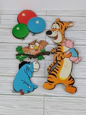 Vintage Disney Pooh Wall Pressboard Decoration Owl Tiger Piglet Eeyore Balloons