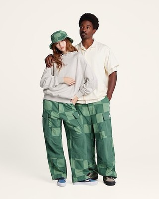 OTW By Vans Patchwork Oversized Fit Cargo Pants Myrtle Green Unisex Size 28 NEW