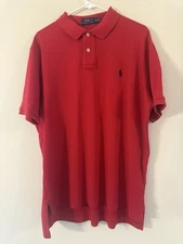 Ralph Lauren Mens Polo Shirt Red Size XL Classic Fit Blue Pony Logo Authentic