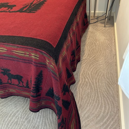 Wooded River Luxury Rustic Moose Comforter Bedspread Wool Blend Lodge KING - Picture 3 of 8