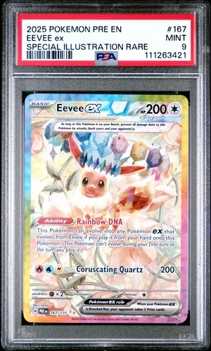 2025 Pokemon Prismatic Evolutions Eevee Ex 167 PSA 9
