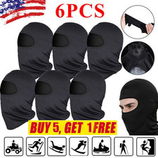 6PCS Men Balaclava Black Face Mask Lightweight Motorcycle Warmer Ski Neck Gaiter