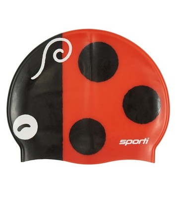 Kids Ladybug Swim Cap Silicone Waterproof Hair Protection Comfortable Fit