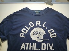 Polo Ralph Lauren Boys Long Sleeve Graphic Tee Shirt Blue Gray Size L Vintage