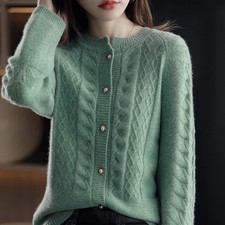 New Autumn Knitted Cardigan Women's Jacket Long Sleeve Korean Loose Round Neck C