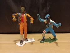Vintage 1963 Marx Wolfman And Marx Frankenstein Plastic Figures Blue & Orange 