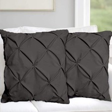 Pinch Pleated Euro Square Pillow Shams Set of 2 PC 600 TC Soft Pintuck Euro...
