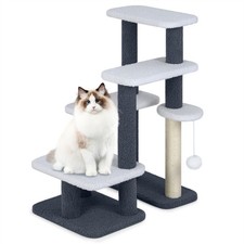 2-in-1 Cat Stairs  Tree with Sisal Scratching Post, 4 Levels Pet Steps