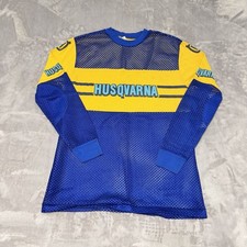 Vintage 80  s Husqvarna Motorcross Racing Jersey Men  s Size XL long sleeve Blue