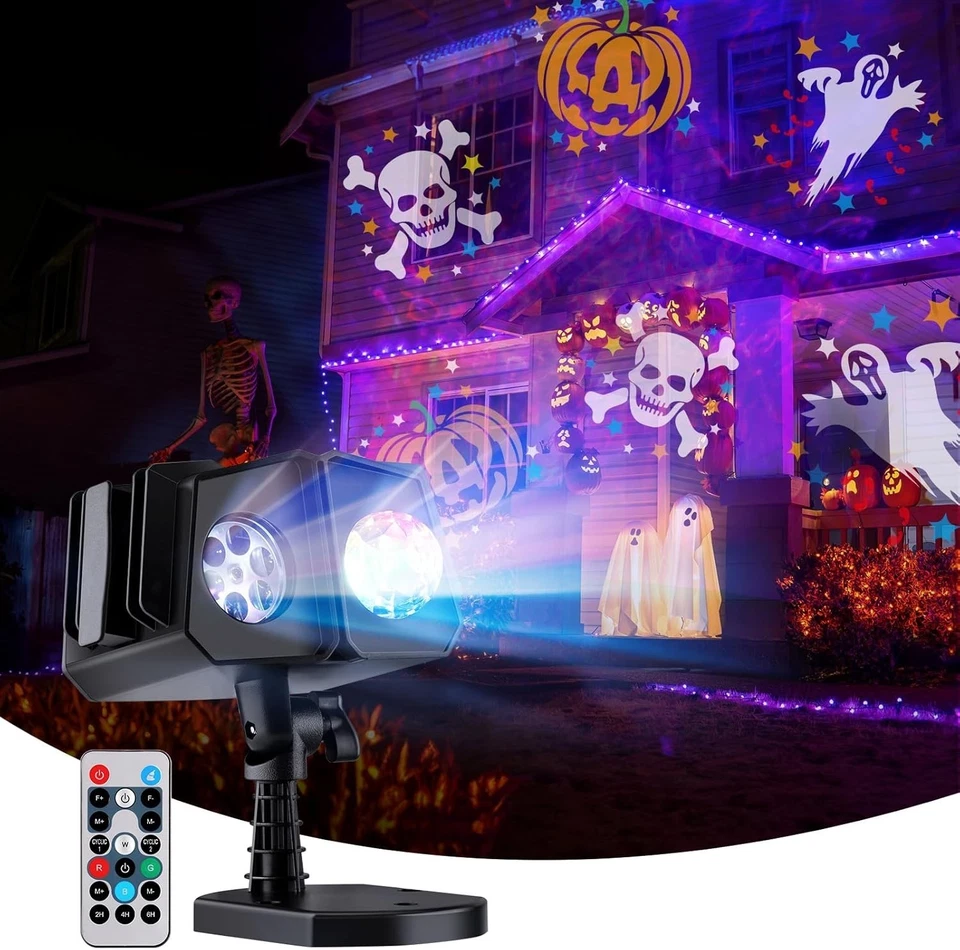 Proyector multicolor 3D Ocean Wave con control remoto para festividades en interiores y exteriores Foto 3 de 4