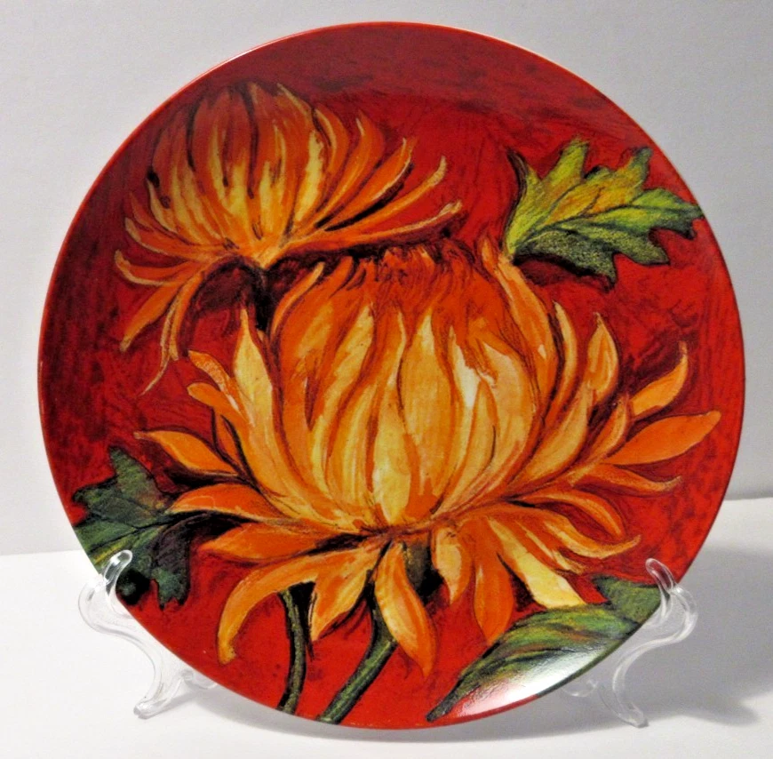 Susan Winget Cracker Barrel 3 Side Bread Dessert Plates Country Style Flowers 8" - Image 3 of 4